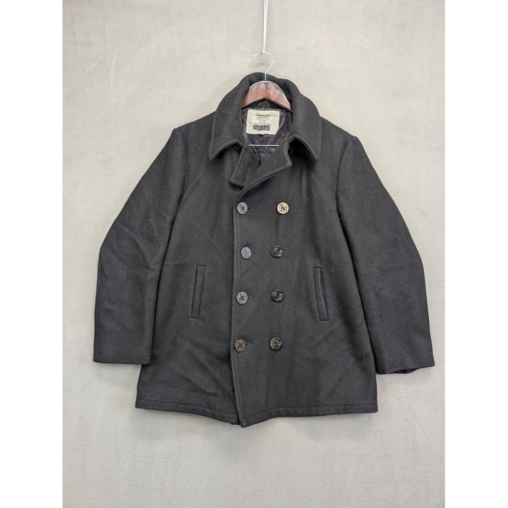 US Navy Pea Coat Men's 42 Black Wool MP72132 USA Made Military Issued